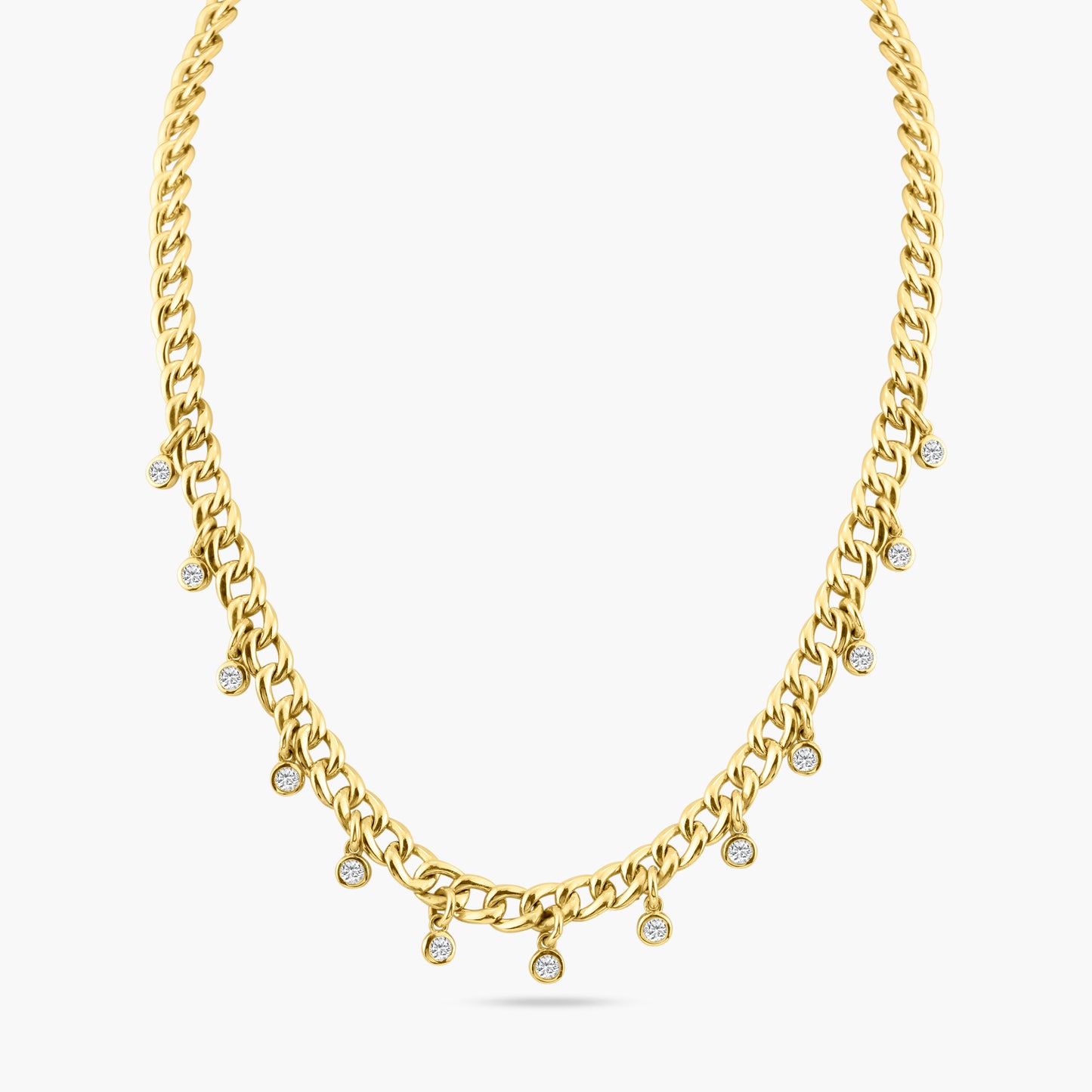 14K Yellow Gold Bezel Chain Link Necklace - N60620401