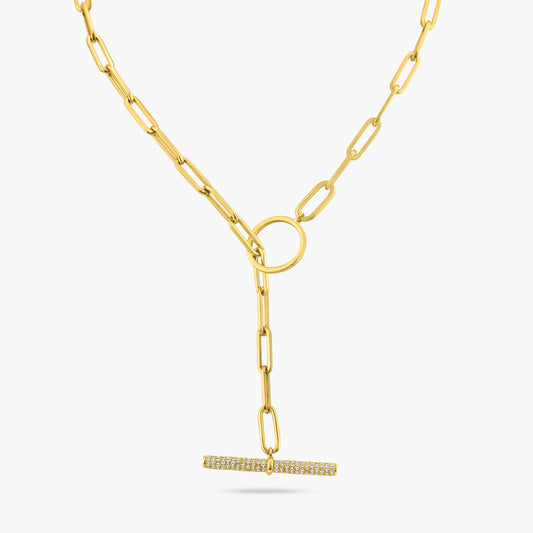 14K Yellow Gold Paper Clip Necklace - N606233M01-1