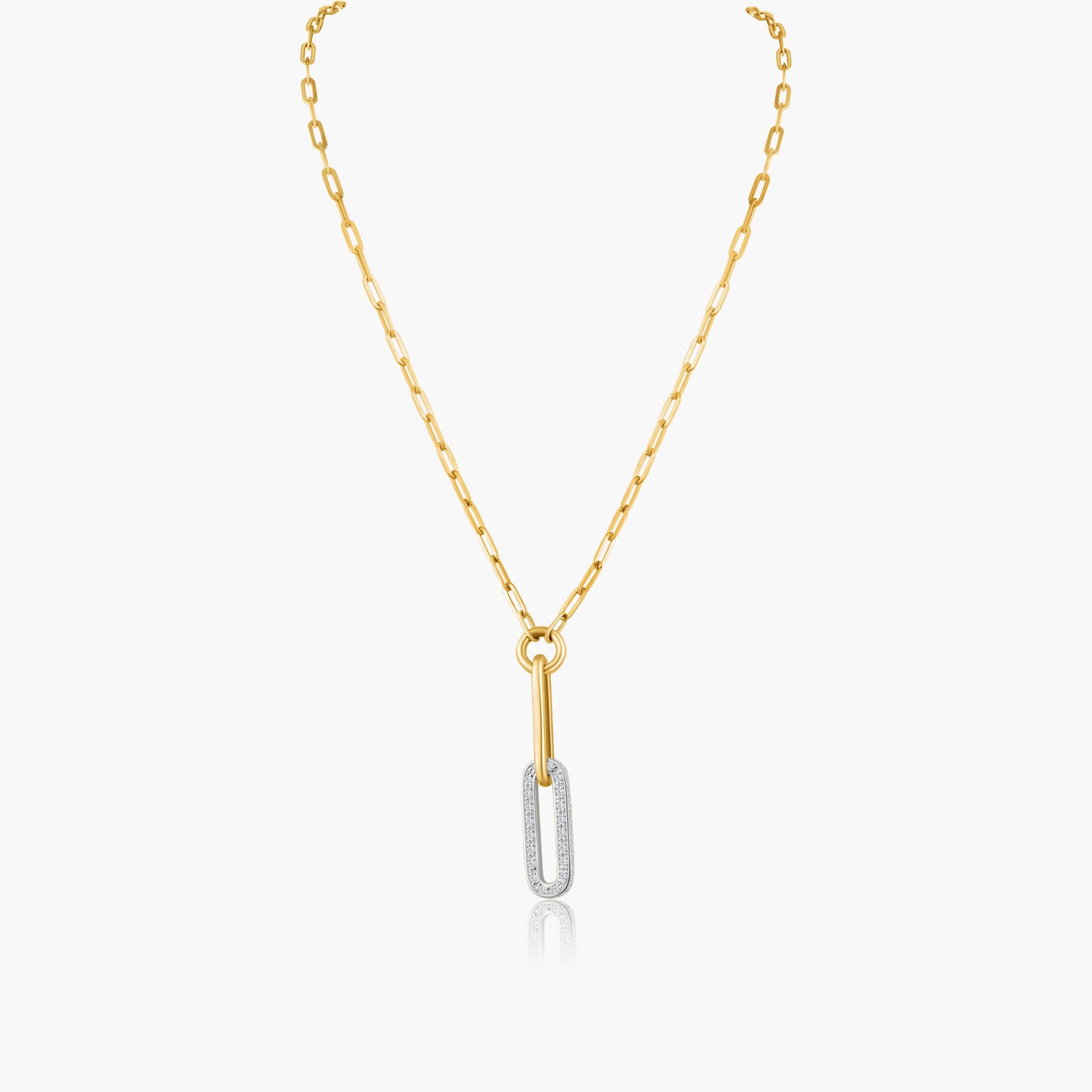 14K Two Tone Paper Clip Necklace-N606235M01