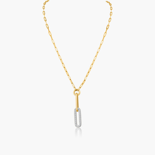 14K Two Tone Paper Clip Necklace-N606235M01