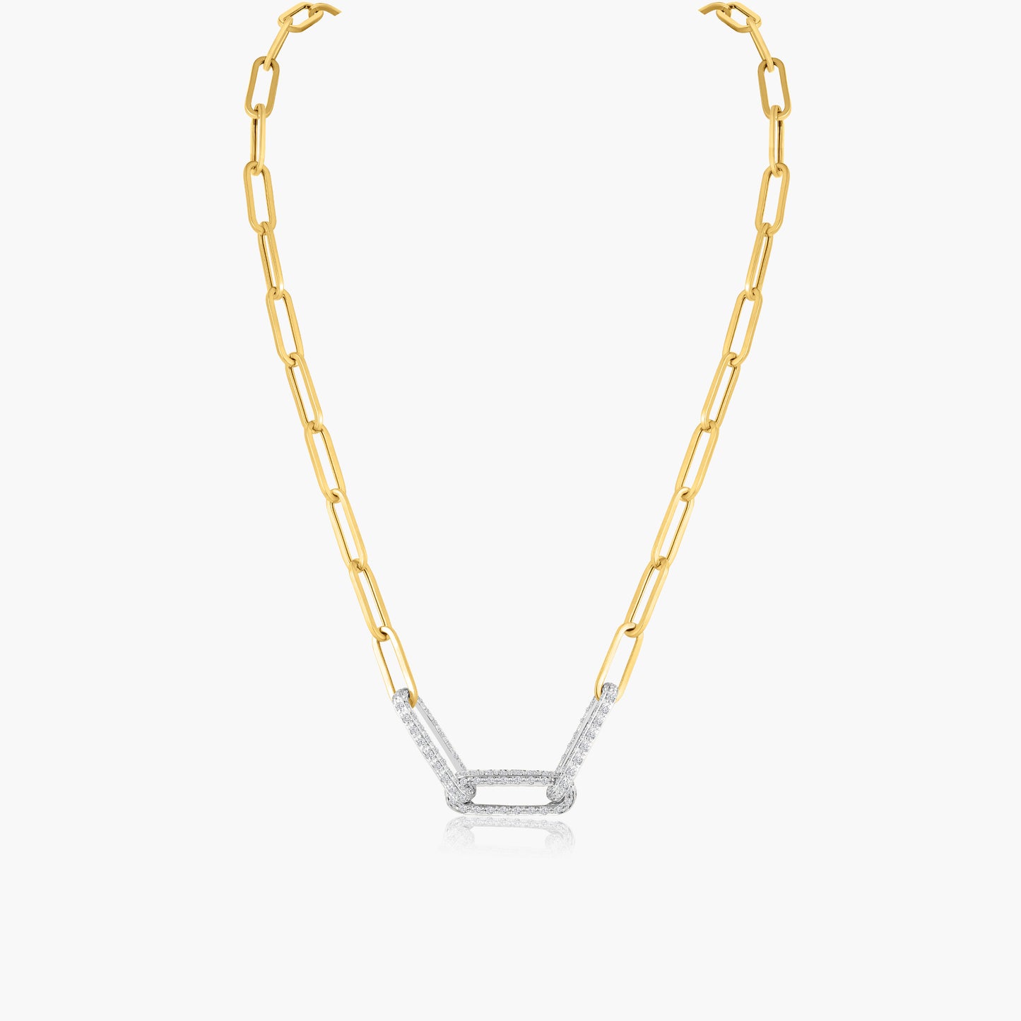 14K Two Tone Paper Clip Necklace-N606235M04