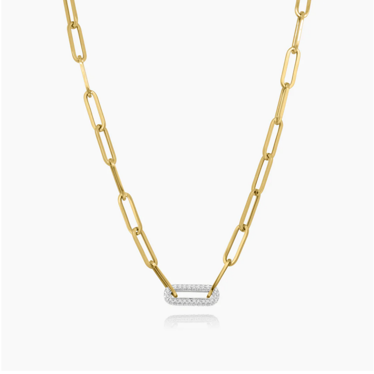 14K Two Tone Paper Clip Necklace-N60627703