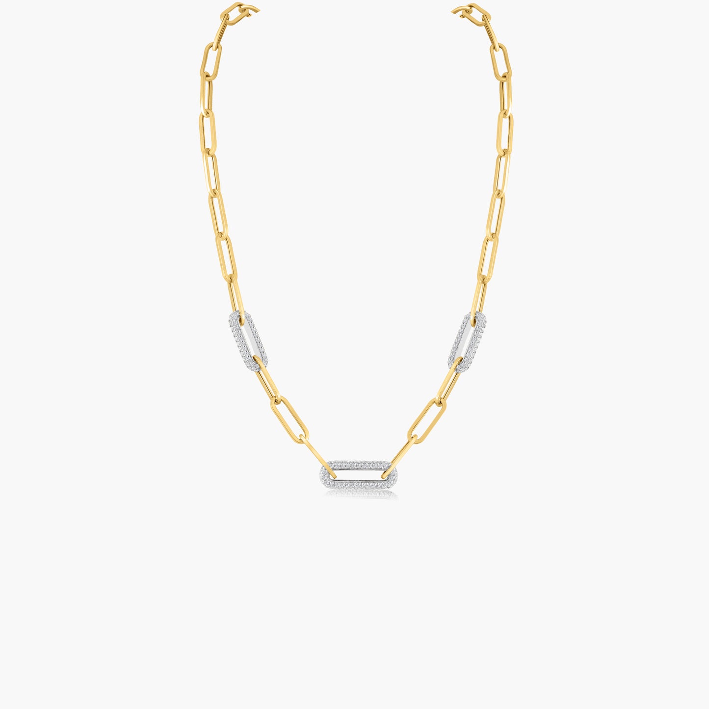 14K Two Tone Paper Clip Necklace-N606277M0