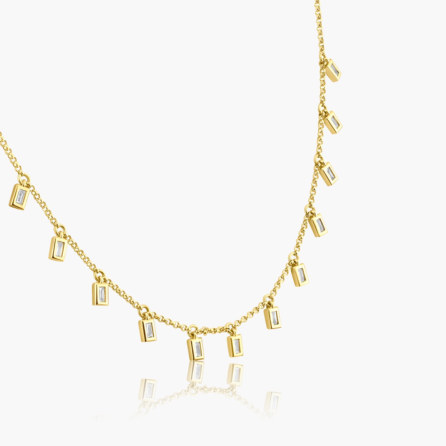 14K Yellow Gold Baguette Station Necklace - N606443