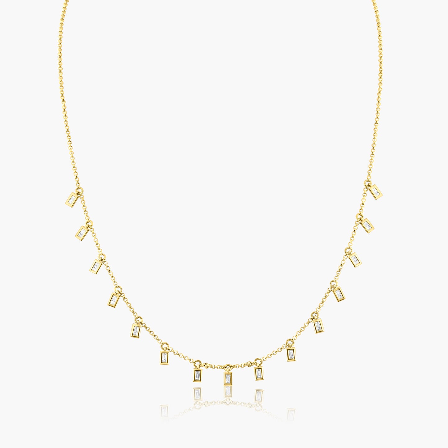 14K Yellow Gold Baguette Station Necklace - N606443