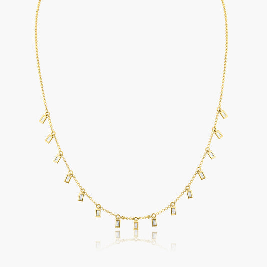 14K Yellow Gold Baguette Station Necklace - N606443