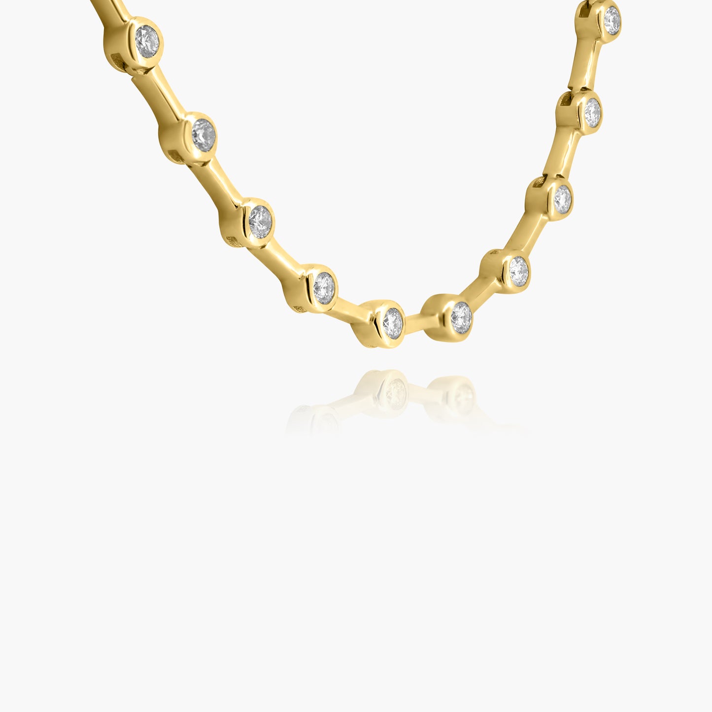 14K Yellow Gold Round Bezel Necklace - N606447