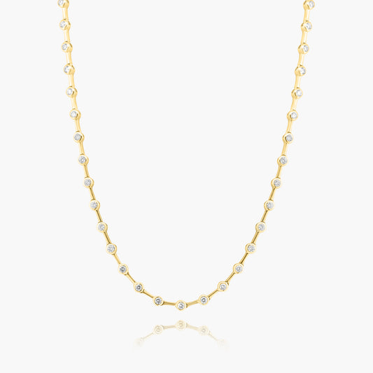 14K Yellow Gold Round Bezel Necklace - N606447