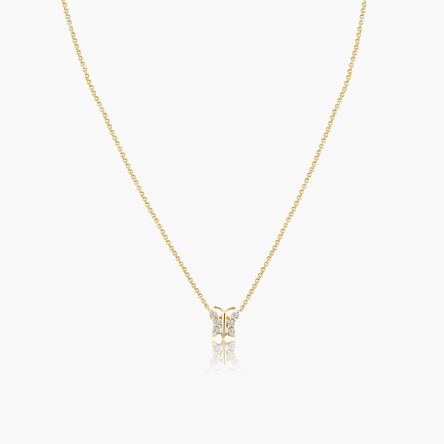 14K Yellow Gold Dainty Butterfly Pendant-N606469