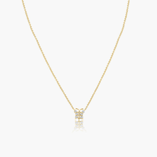 14K Yellow Gold Dainty Butterfly Pendant-N606469