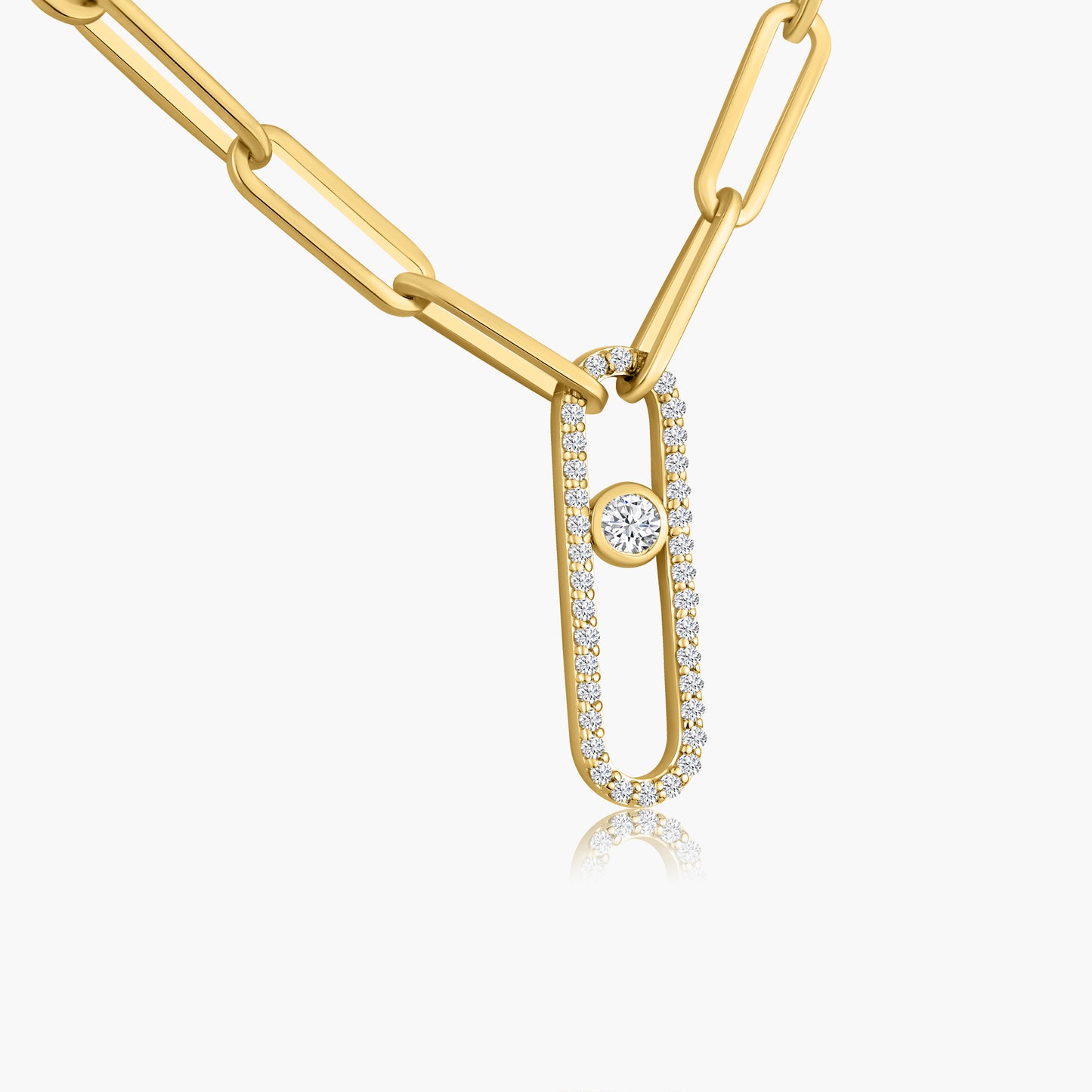 14K Yellow Gold Paper Clip Necklace-N60648101