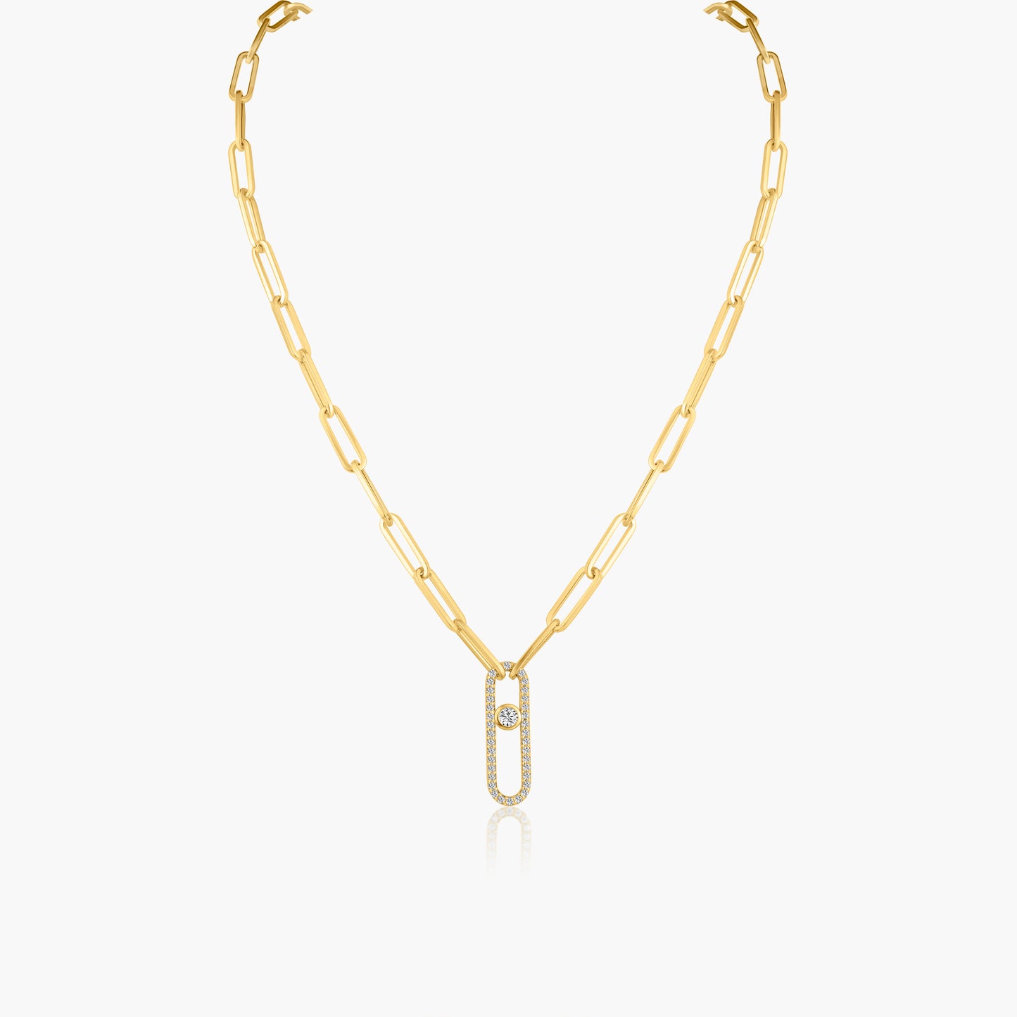 14K Yellow Gold Paper Clip Necklace-N60648101