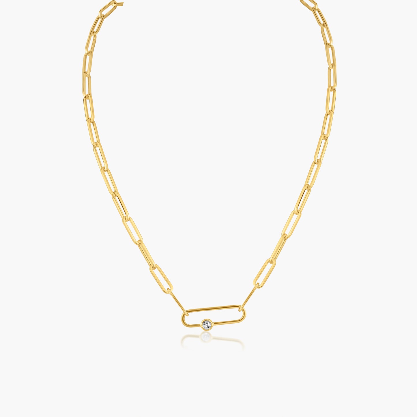 14K Yellow Gold Paper Clip Necklace-N60648102