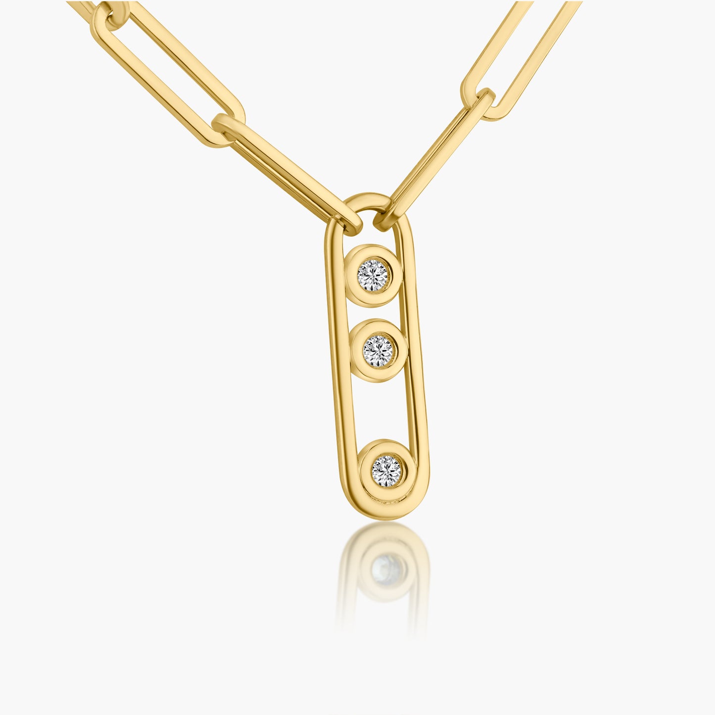 14K Two Tone Paper Clip Necklace-N60648103