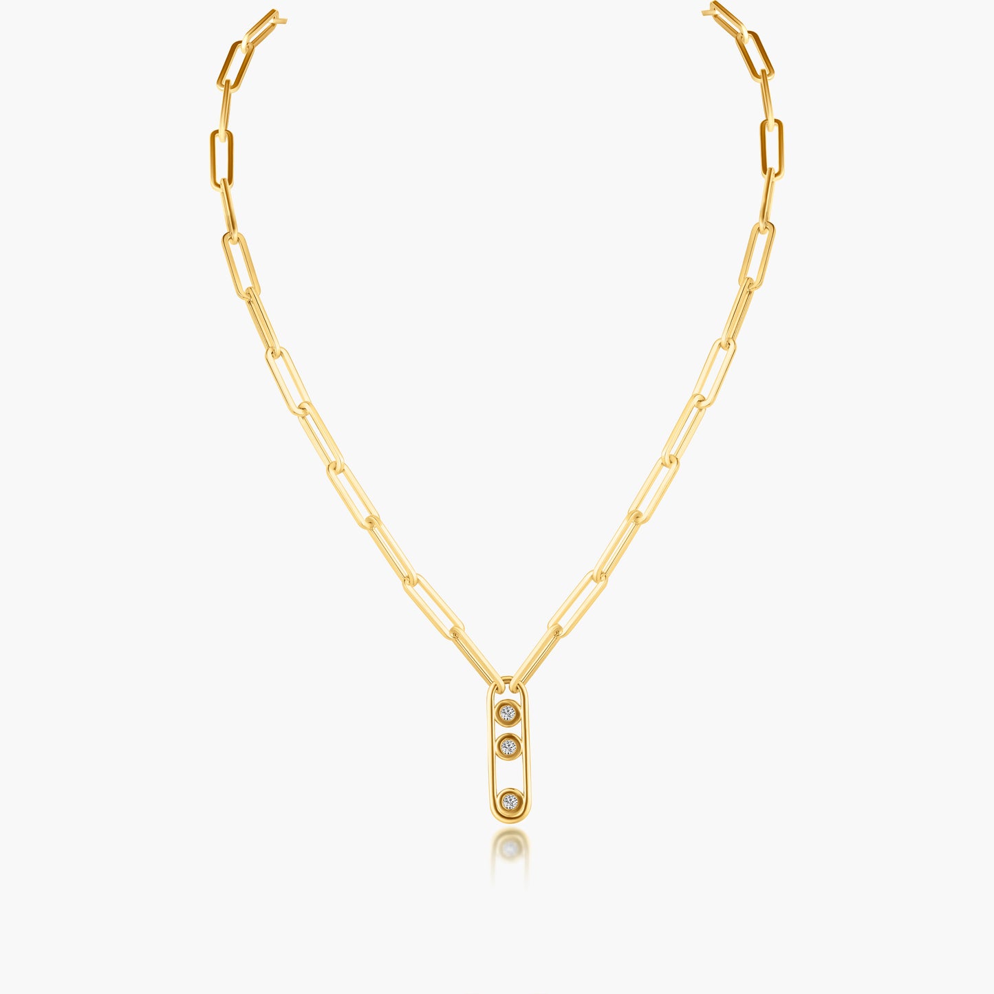 14K Two Tone Paper Clip Necklace-N60648103