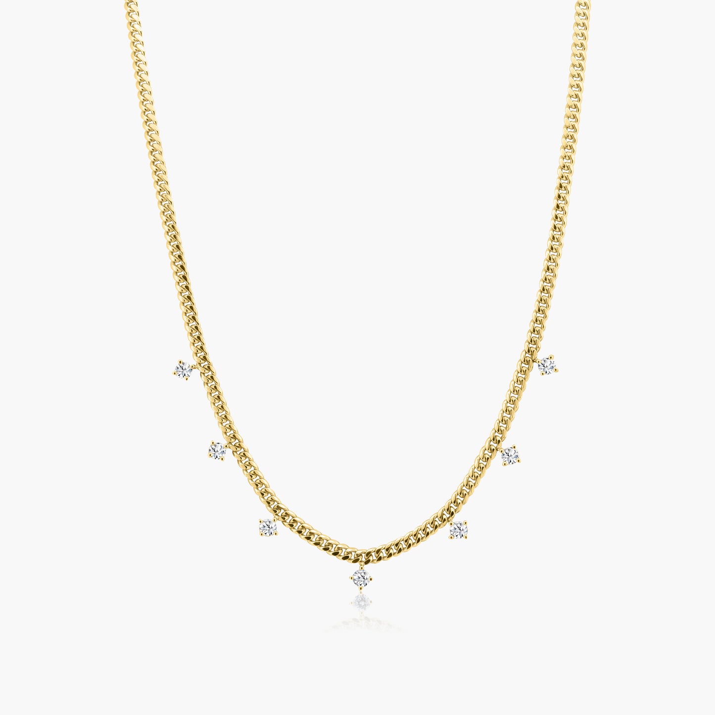 14K Yellow Gold Chain Link Station Necklace - N7RD4P