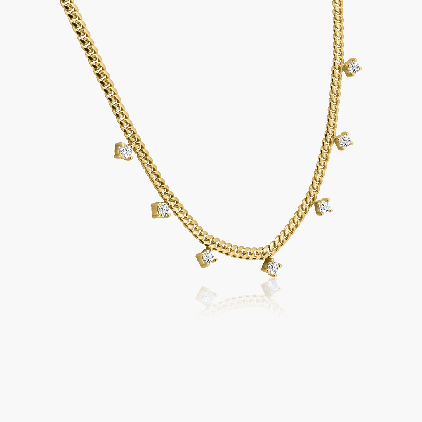 14K Yellow Gold Chain Link Station Necklace - N7RD4P