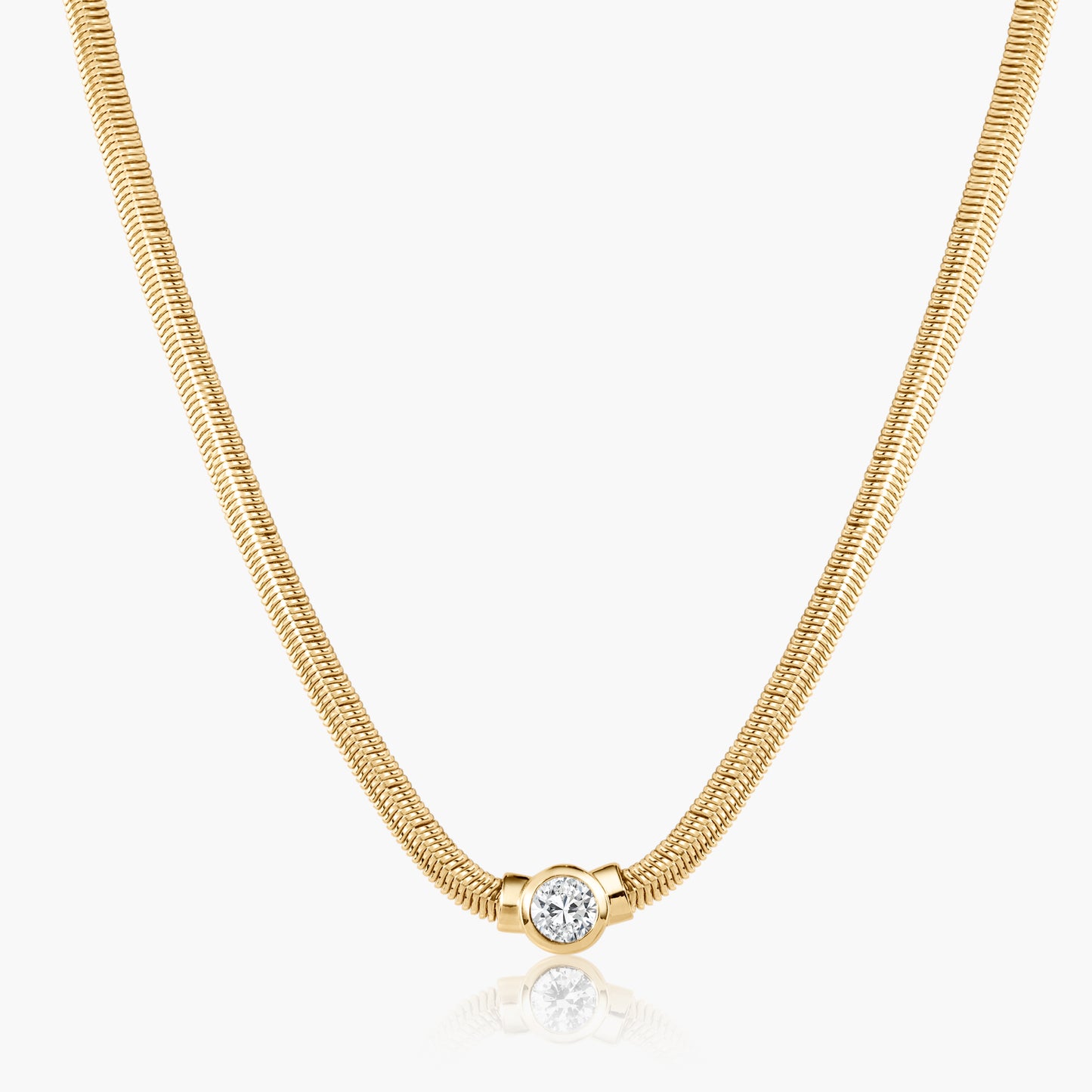 14K Yellow Gold Round Bezel Snake Necklace - NBRD50SE