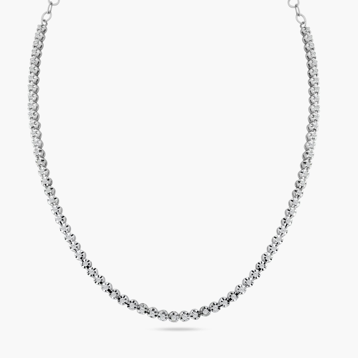 14K White Gold Choker Tennis Necklace-NHCR1.5-1NMC