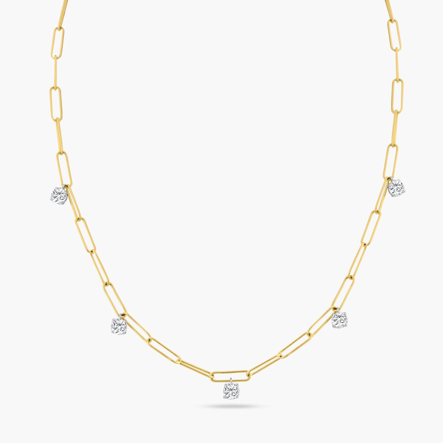 14K Two Tone Paper Clip Necklace - NP02-3.5NMC