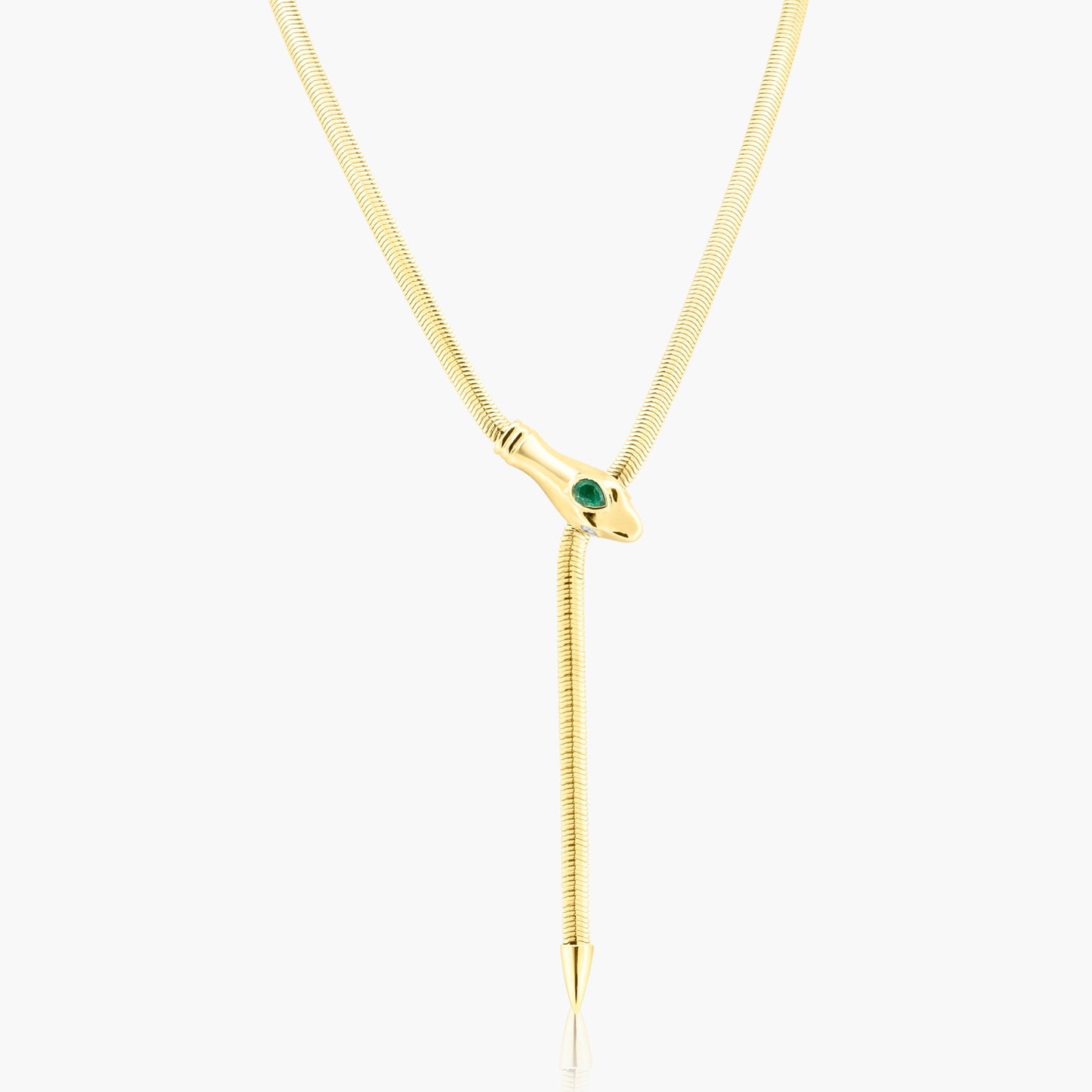 14K Yellow Gold Colored Gemstone Snake Necklace-NSNKERGA