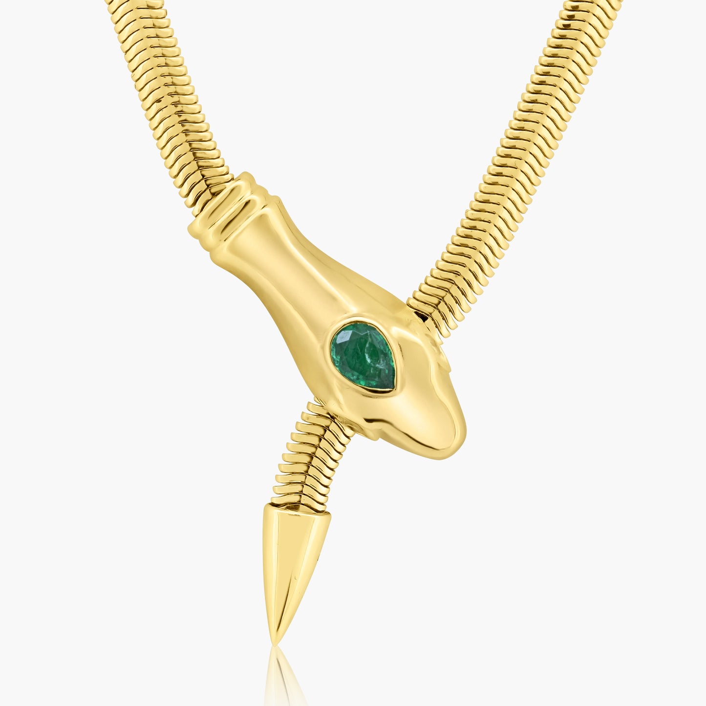 14K Yellow Gold Colored Gemstone Snake Necklace-NSNKERLGA