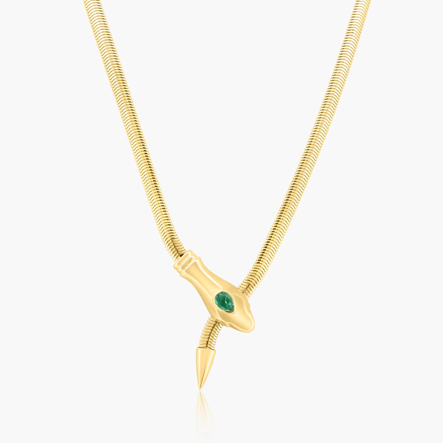 14K Yellow Gold Colored Gemstone Snake Necklace-NSNKERLGA