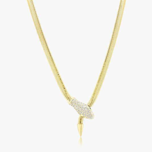 14K Yellow Gold Colored Gemstone Snake Necklace-NSNKRESGA