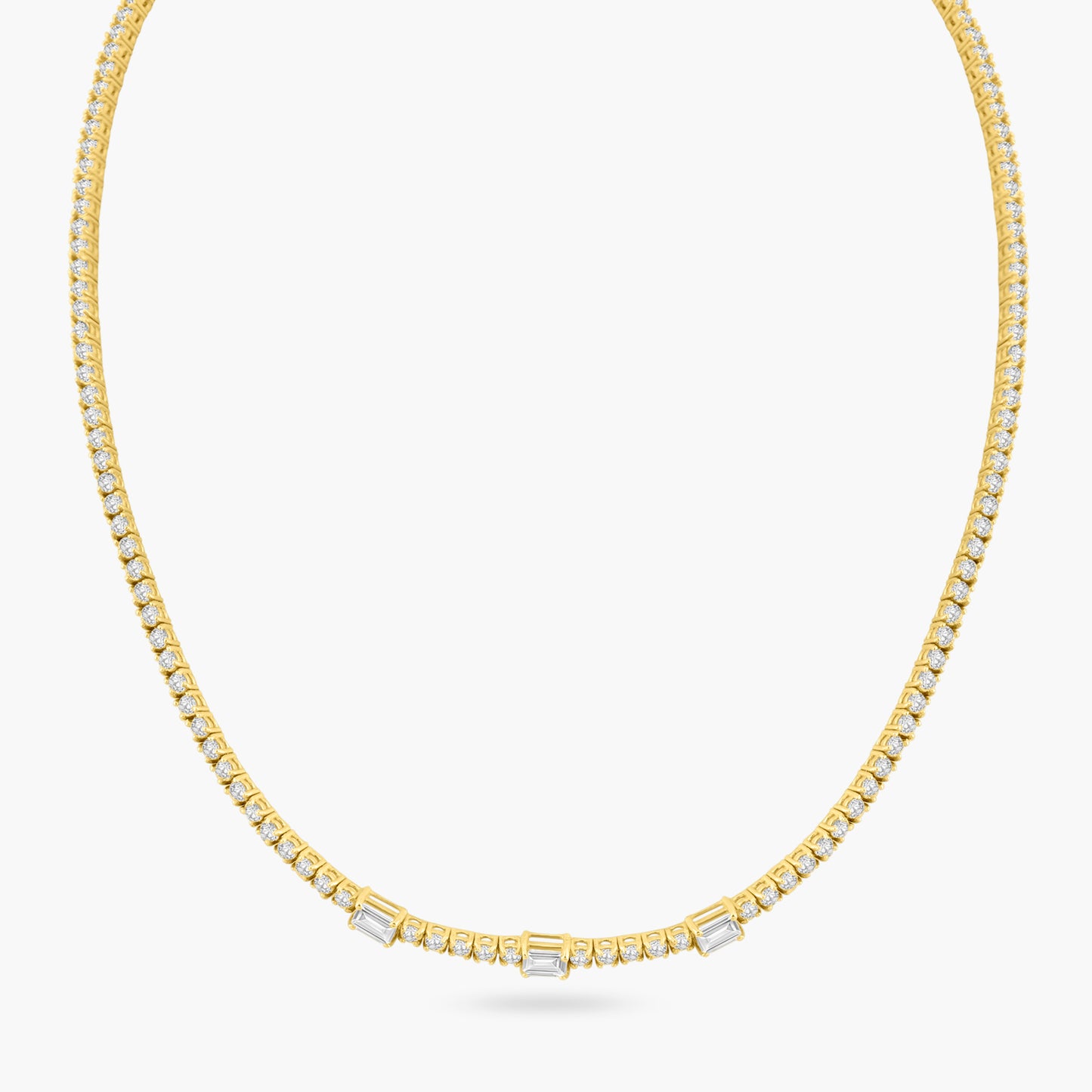 14K Yellow Gold Tennis Necklace-NT08673NMC