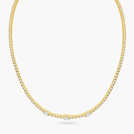 14K Yellow Gold Tennis Necklace-NT08673NMC