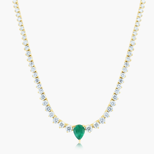 14K Yellow Gold Colored Gemstone Necklace-NT08762ANECMC