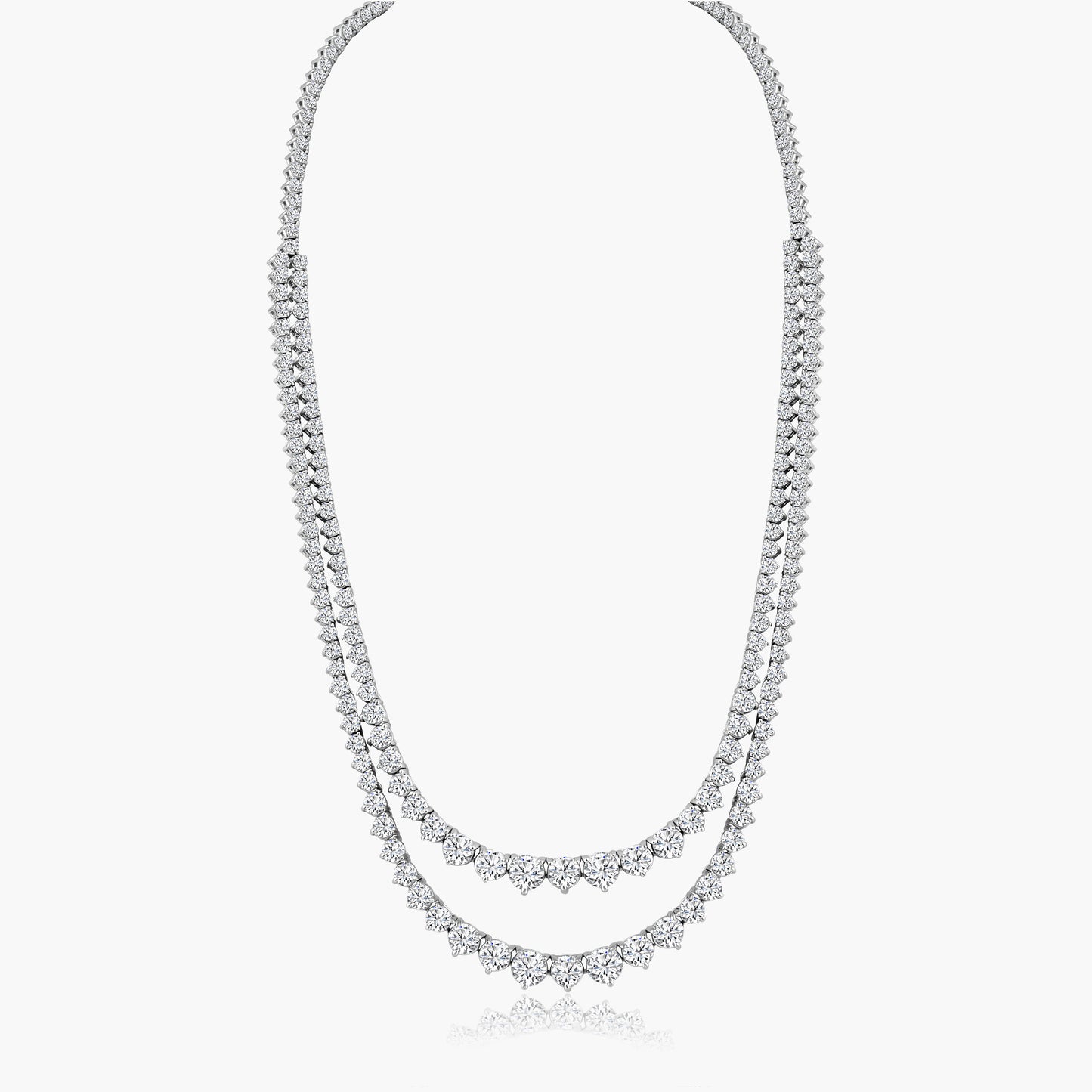 14K White Gold Statement Tennis Necklace-NT08821ANMC