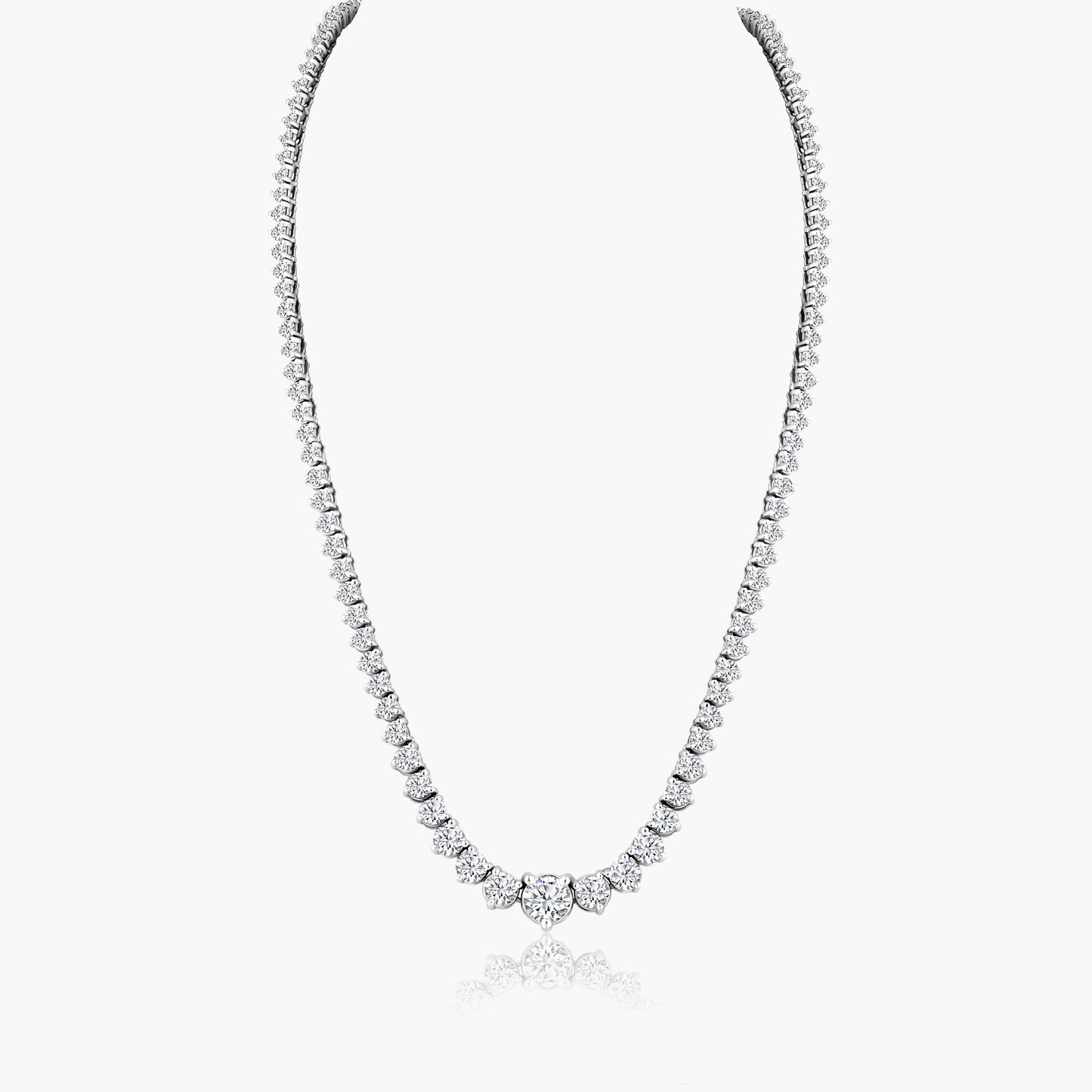 14K White Gold Tennis Necklace-NT3-13.0-1GNMC