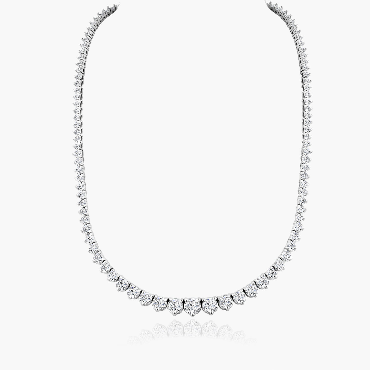 14K White Gold Tennis Necklace-NT3-19MC