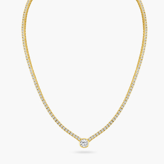 18K Yellow Gold Bezel Tennis Necklace - NT4-1.7-17N-1MC