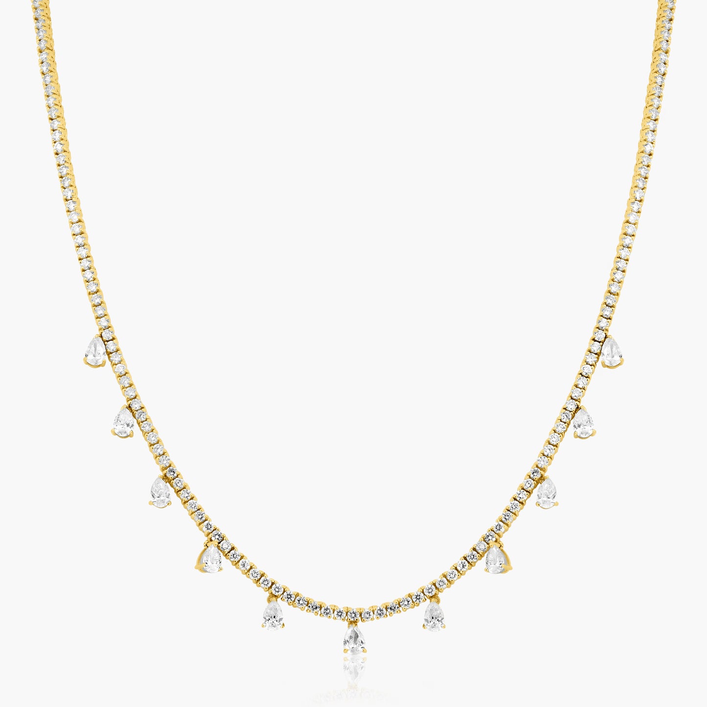 14K Yellow Gold Statement Tennis Necklace-NT4-1.7-17ZN-3MC