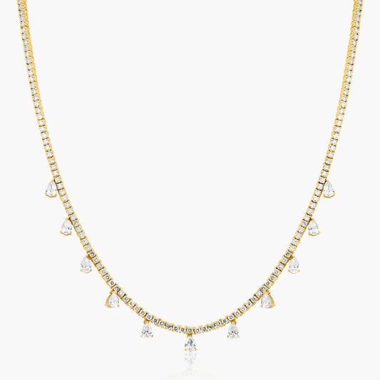 14K Yellow Gold Statement Tennis Necklace-NT4-1.7-17ZN-3MC