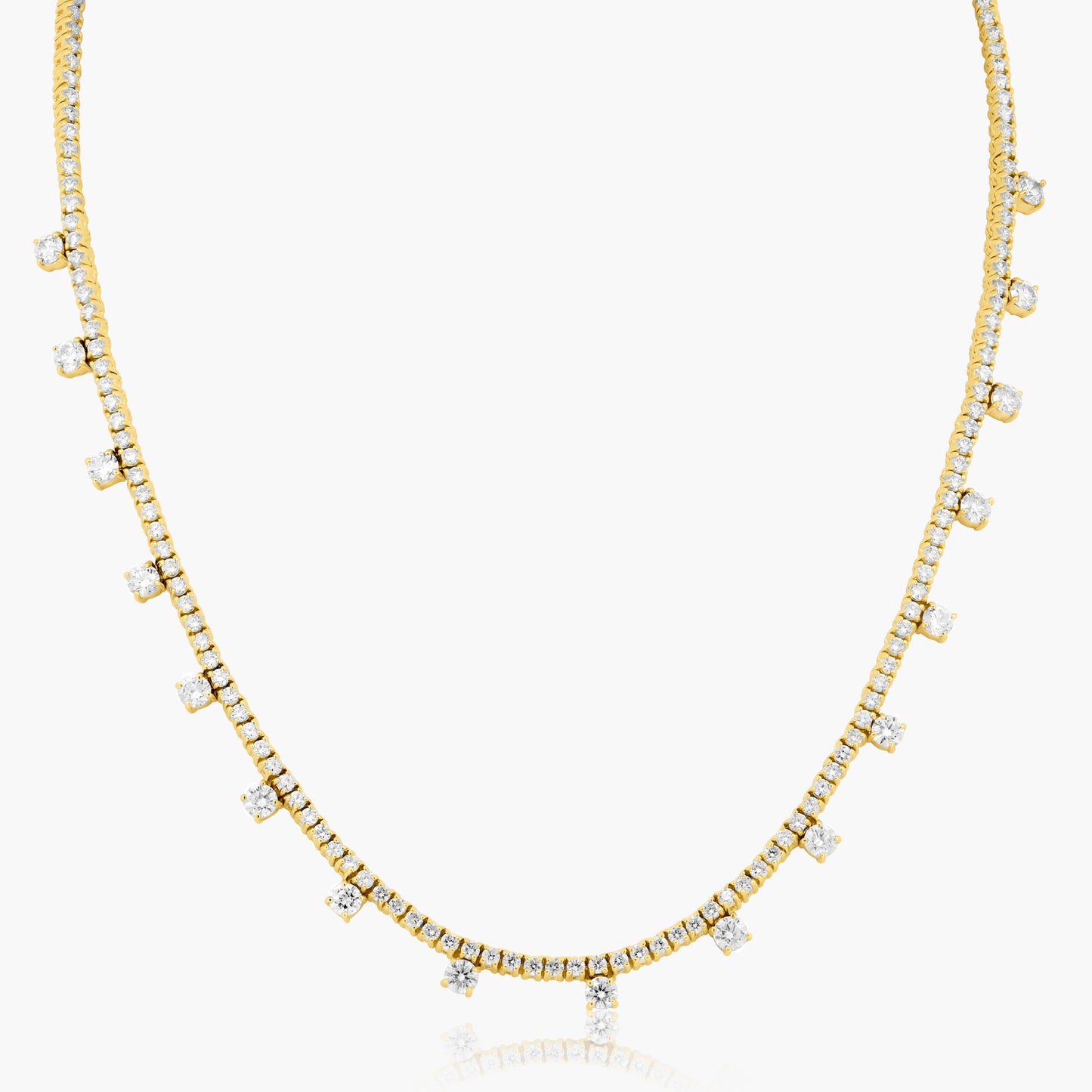 14K Yellow Gold Statement Tennis Necklace-NT4-1.7-17ZN-4MC