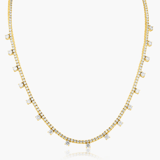 14K Yellow Gold Statement Tennis Necklace-NT4-1.7-17ZN-4MC