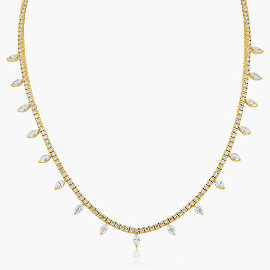 14K Yellow Gold Statement Tennis Necklace-NT4-1.7-17ZN-5MC