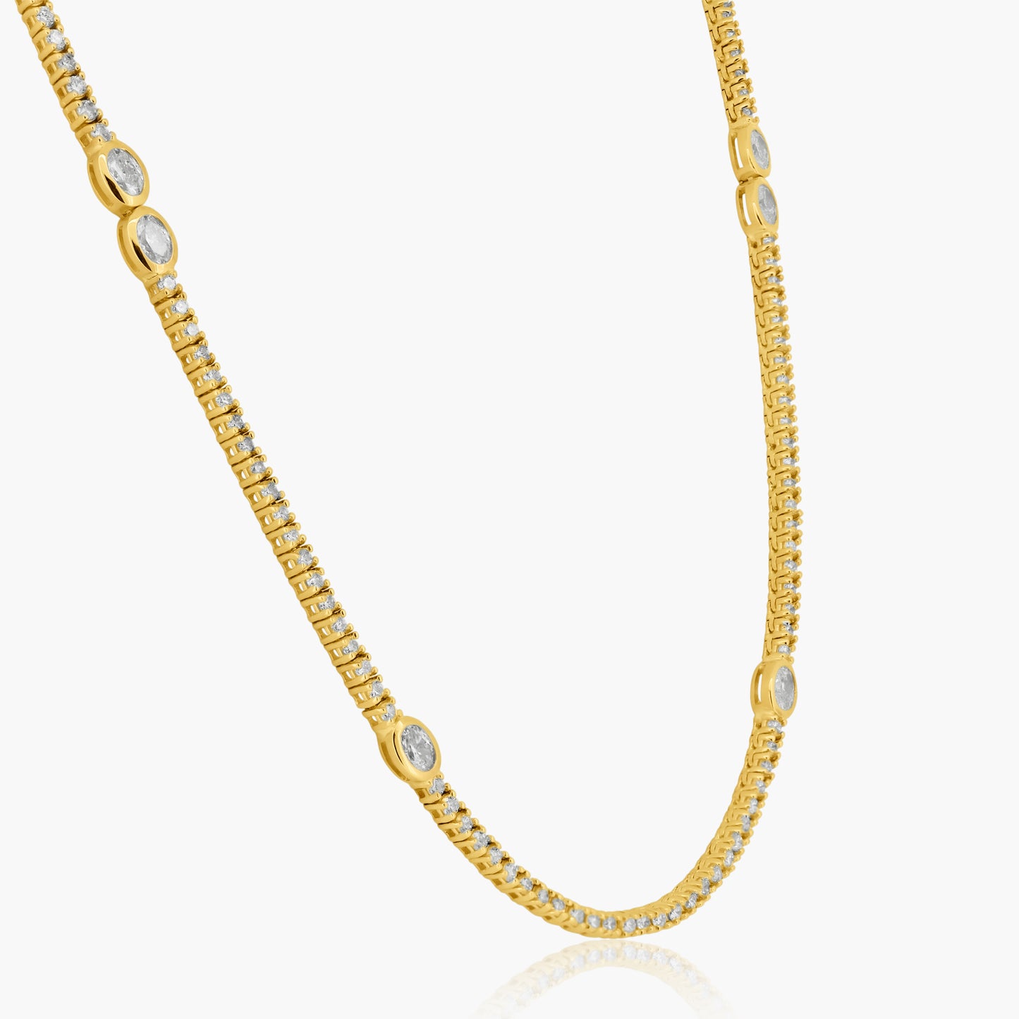 14K Yellow Gold Statement Tennis Necklace - NT4-1.7-17ZN-6MC