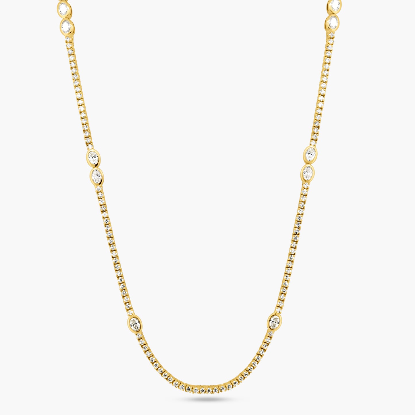 14K Yellow Gold Statement Tennis Necklace - NT4-1.7-17ZN-6MC