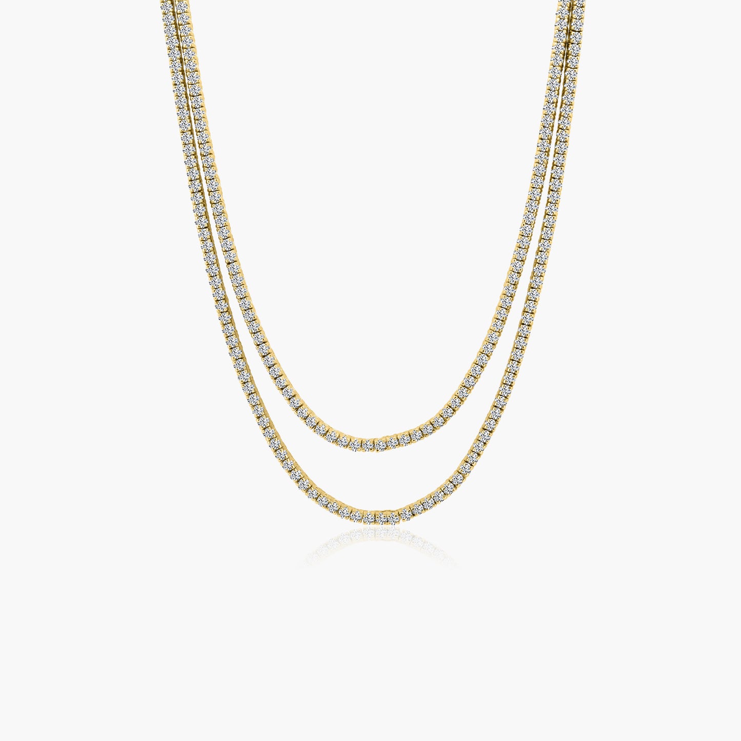 14K Yellow Gold Two Row Tennis Necklace - NT4-1.7-2NMC