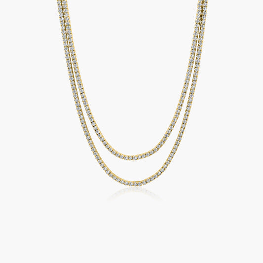 14K Yellow Gold Two Row Tennis Necklace - NT4-1.7-2NMC