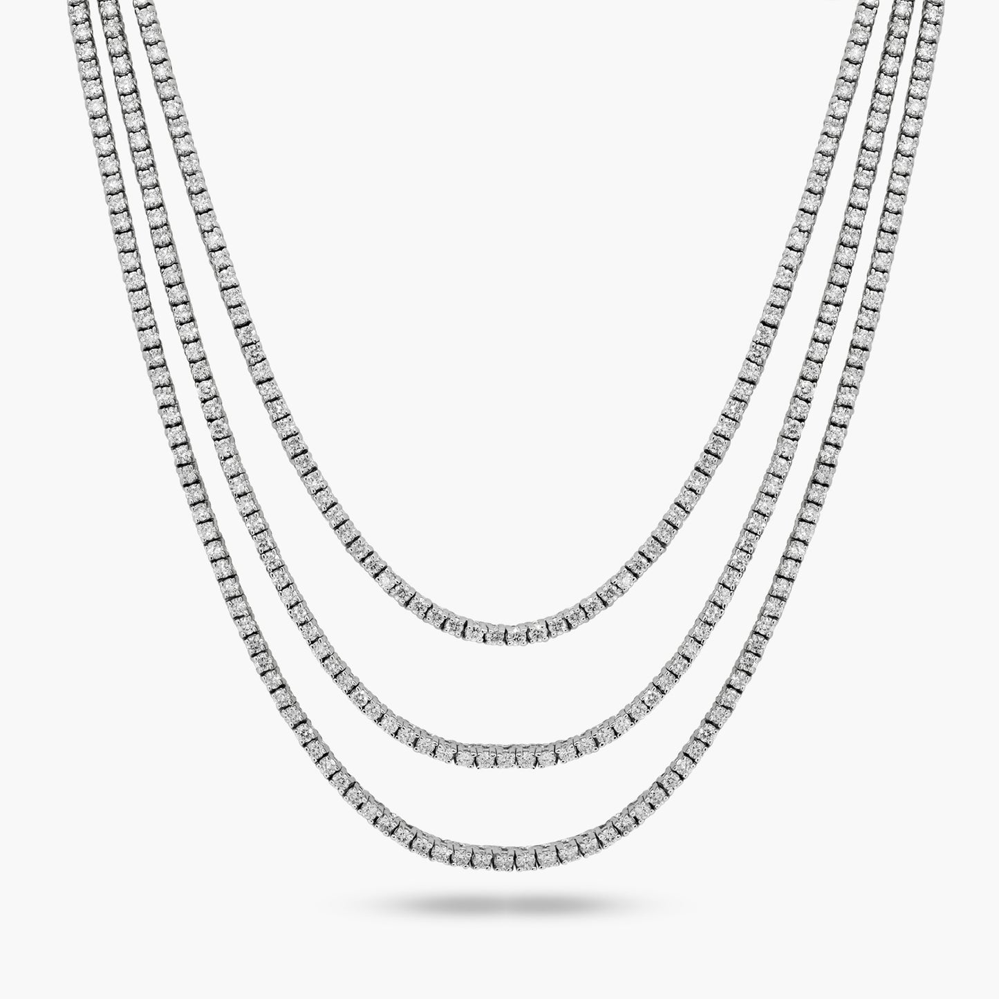 14K White Gold Three Row Statement Necklace - NT4-1.7-3HNMC