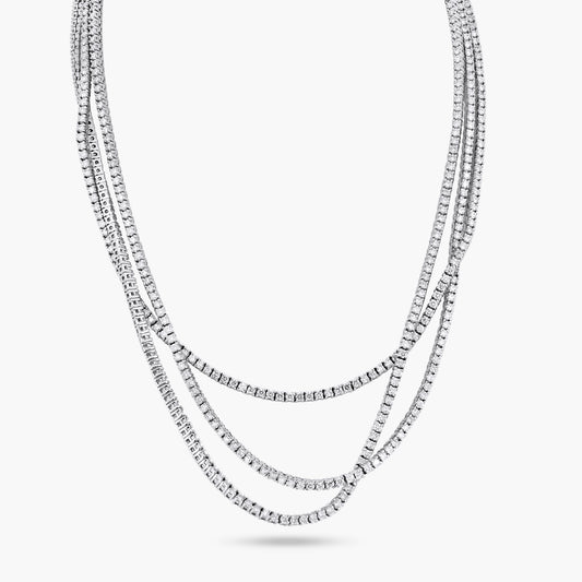 14K White Gold Statement Tennis Necklace-NT4-1.7-3NMC