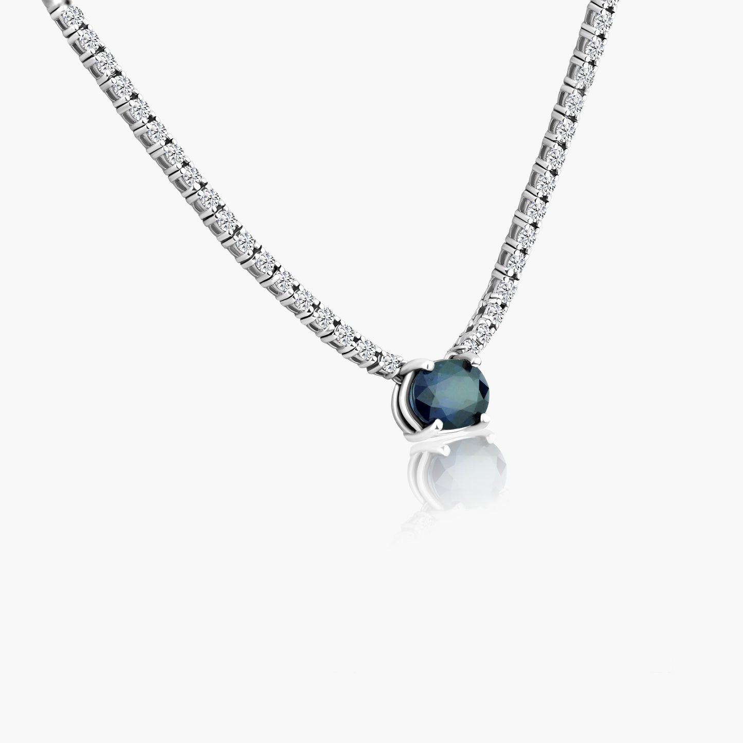 14K White Gold Colored Gemstone Necklace - NT4-1.7N-BSAMPC