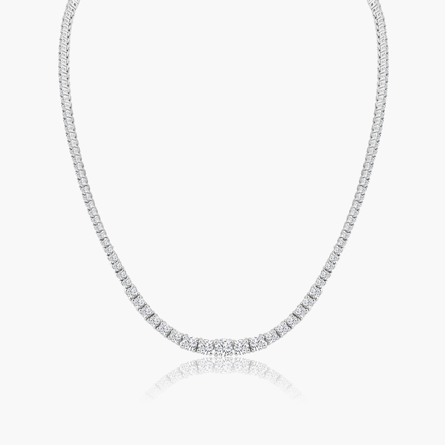 14K White Gold Tennis Necklace-NT4-5GNMC