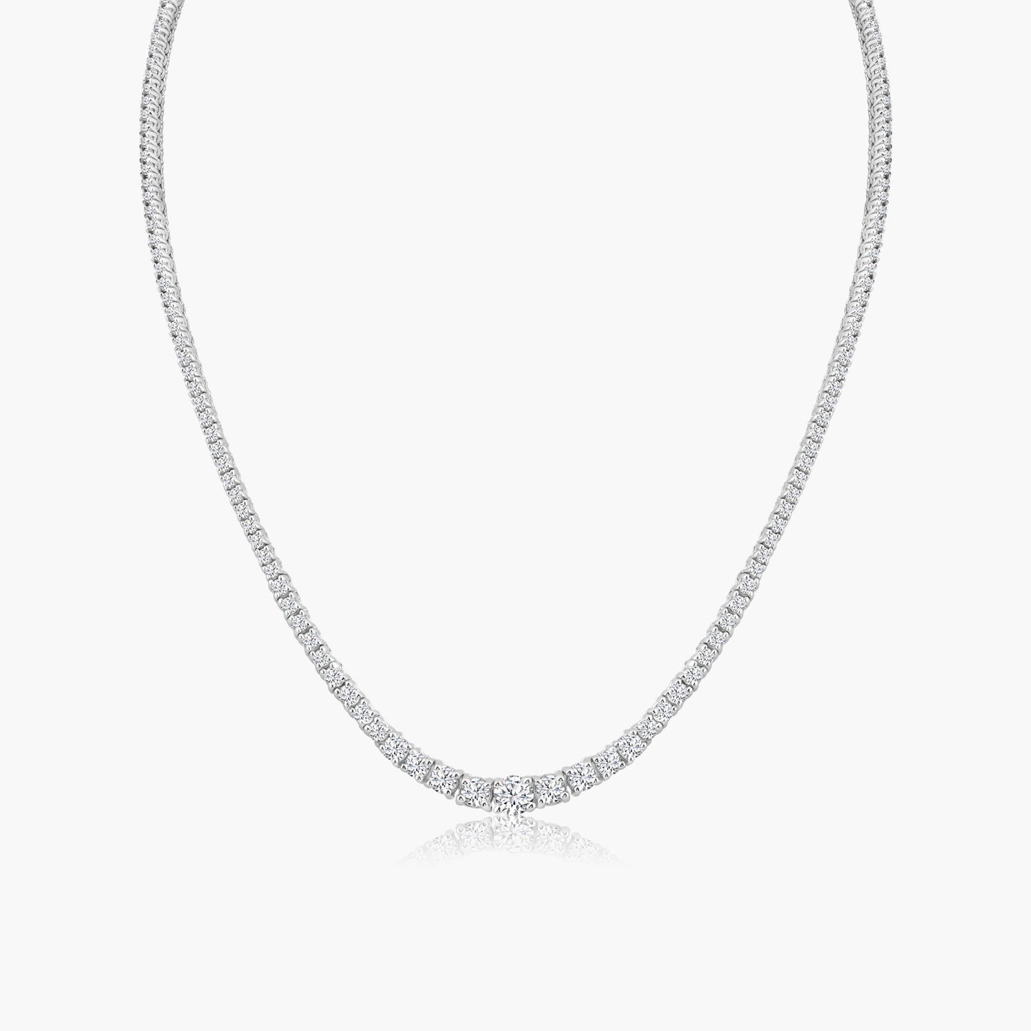 14K White Gold Tennis Necklace-NT4-7.5GNMC