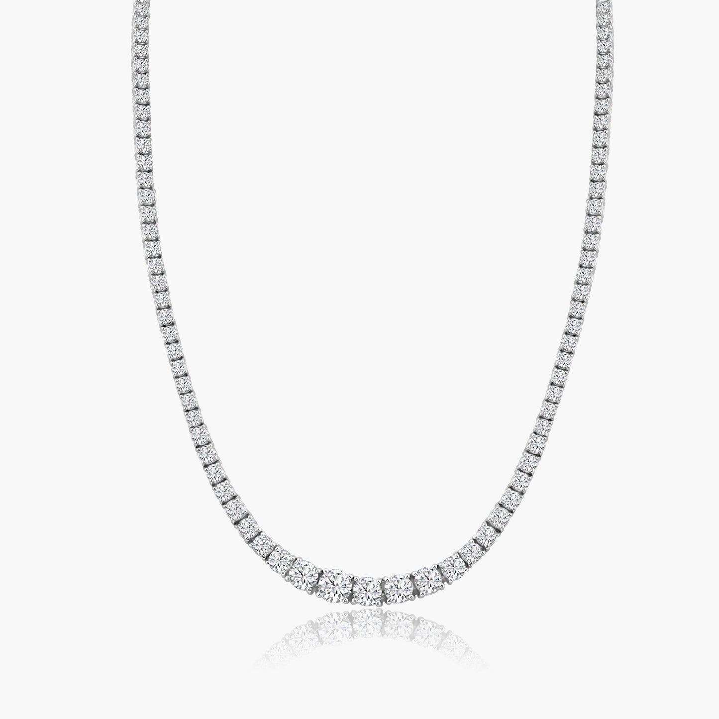 14K White Gold Tennis Necklace-NT4-9GHNMC